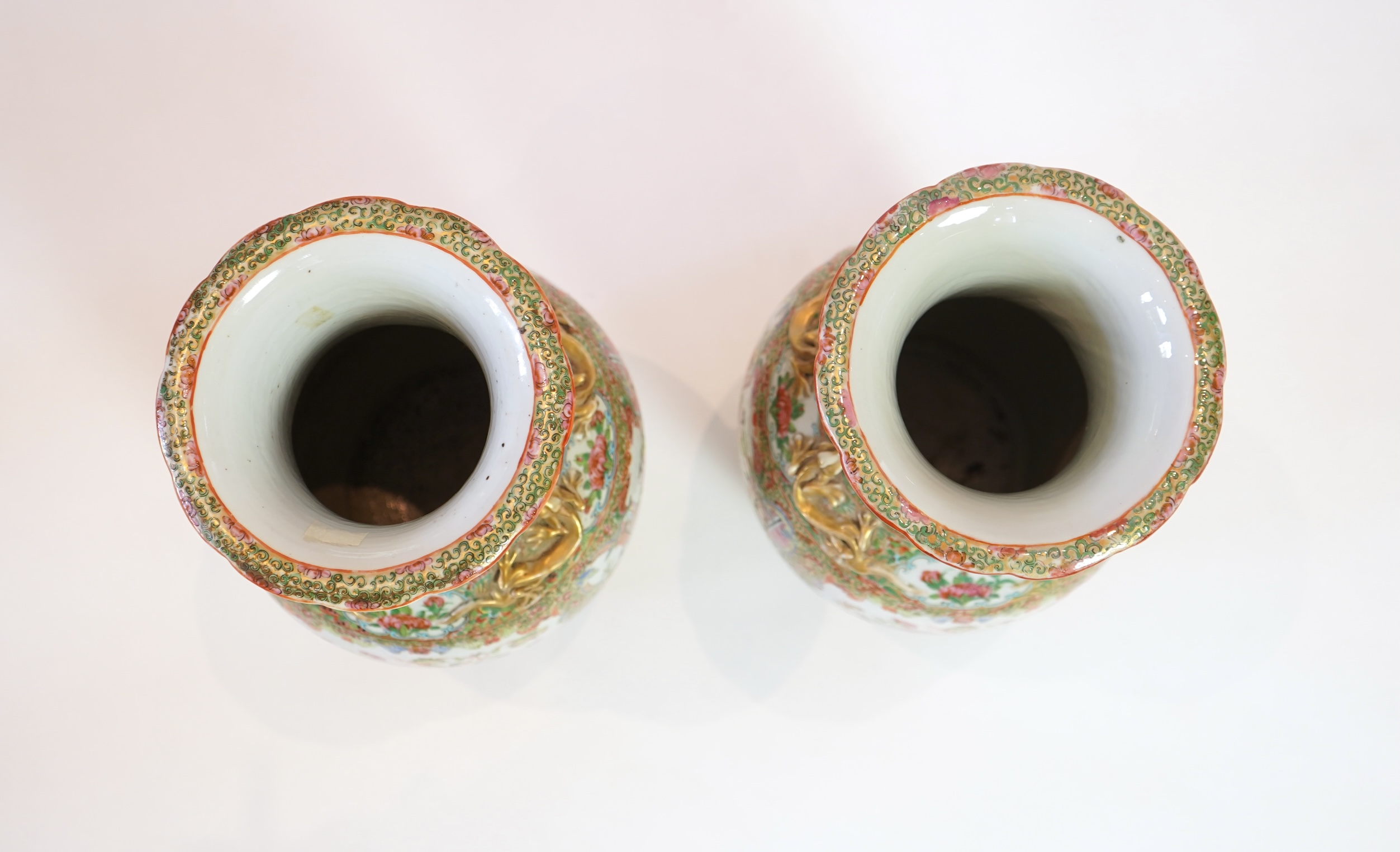 A pair of large Chinese famille rose vases, 19th century